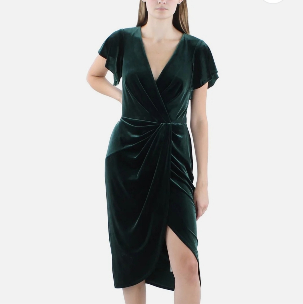 Ralph Lauren Womens Velvet Mid-Calf Cocktail And Party Dress